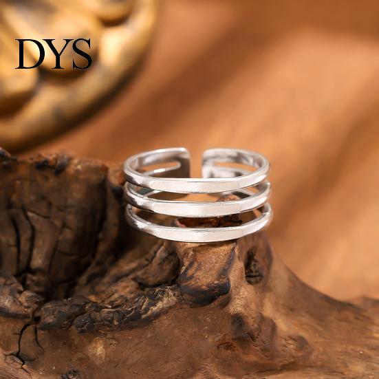 Adjustable Finger Ring Thumb Geometric Lines Shape Opening Design Oxidation Resistant Band Stainless Steel Versatile Jewelry Gift Durable Golden