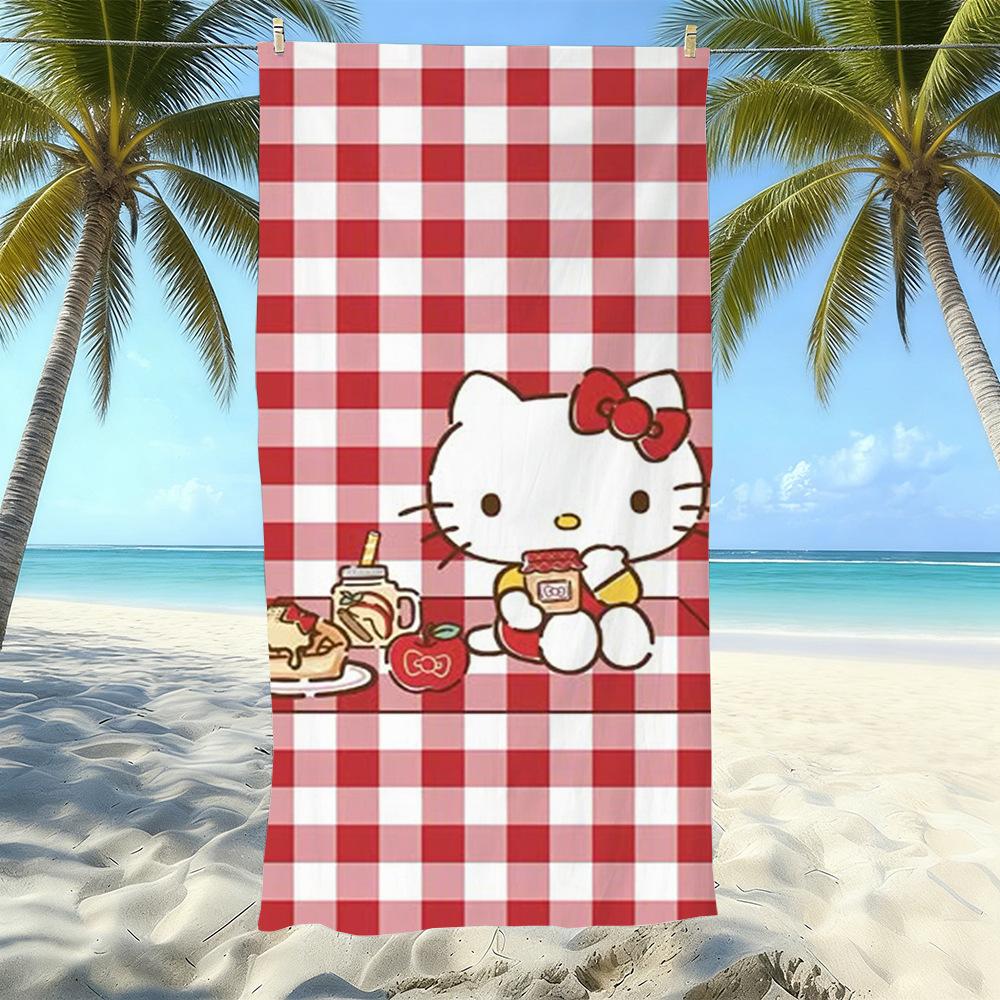 Cartoon Hello Kitty Printed Microfiber Beach Towel Absorbent Quick Drying Children Swimming Hello Kitty Bath Towel 50x100