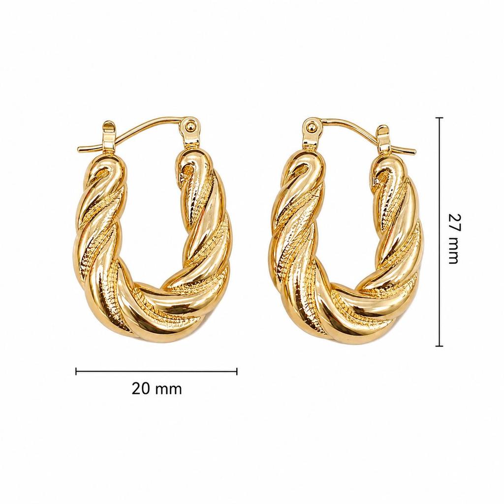 Elegant Stainless Steel Gold Oval U-Shaped Earrings