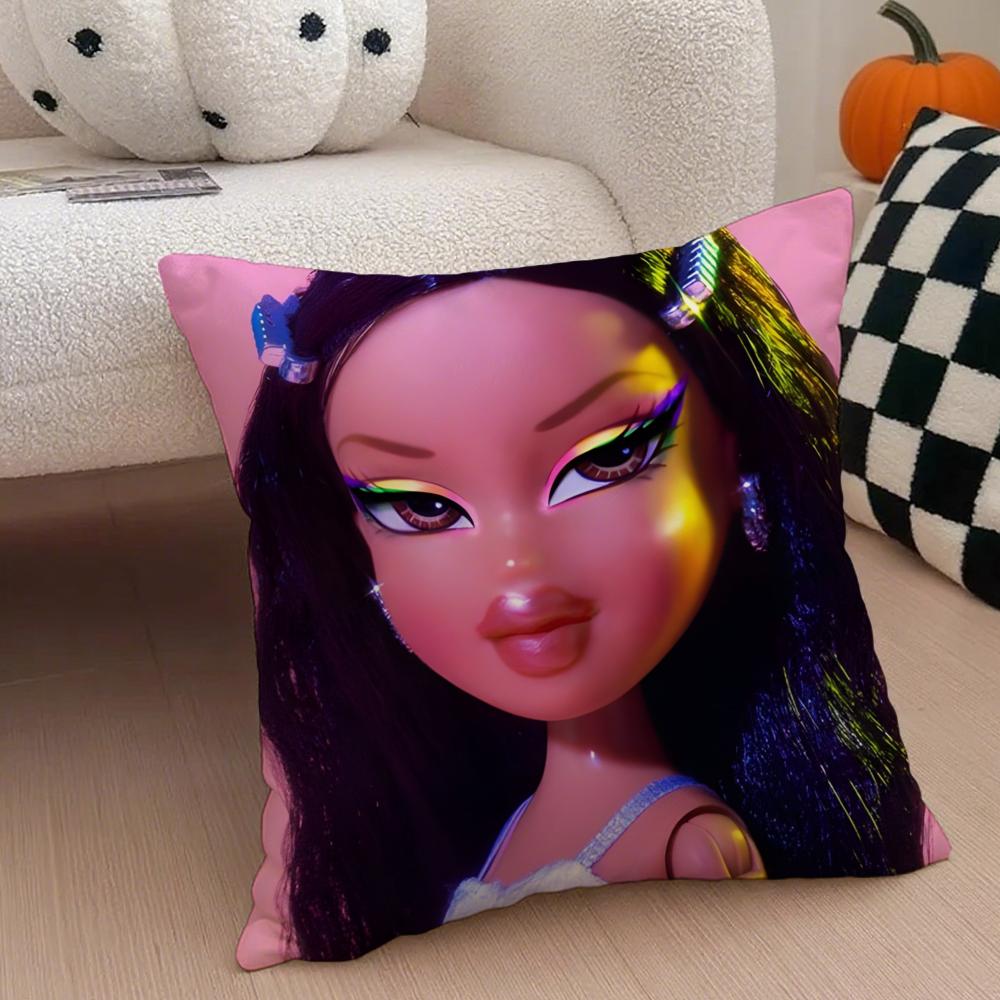 Stylish American Fashion Doll BBratz Cushion Cover Throw Pillow Cover Hidden Button Durable Polyester Chair Cushion