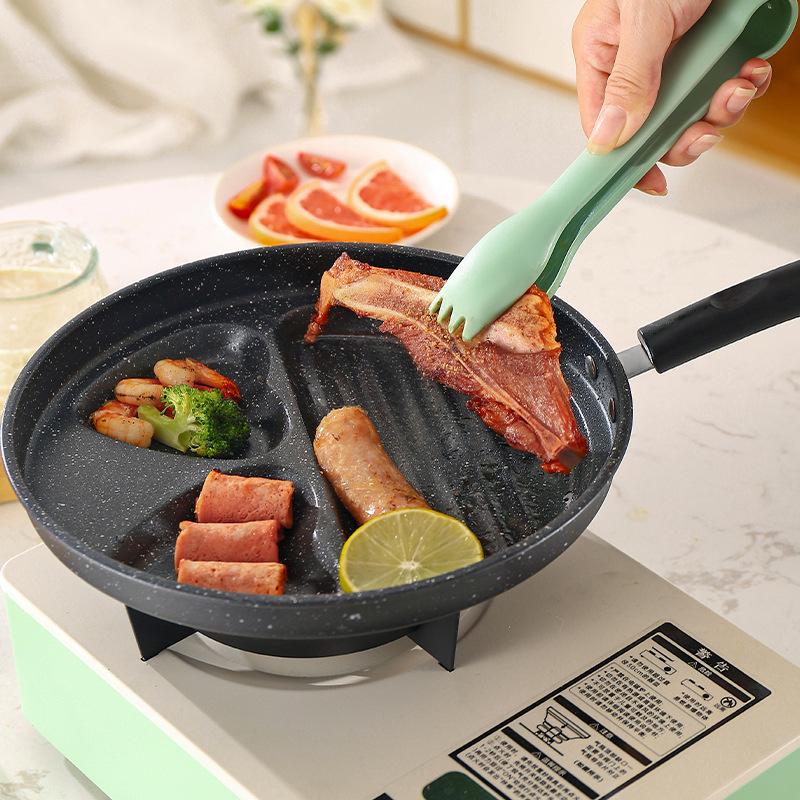 Wow Oh Non-Stick Maifan Stone Frying Pan with Four Sections for Eggs and Burgers