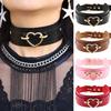 Women Girls Choker Heart Necklace Female PU Leather Choker Statement Necklace Jewelry Neck Harness