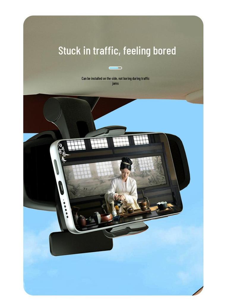 Cross-border Sliding Rail Car Phone Holder with Dashboard Mount and Rotating Navigation for Parking.