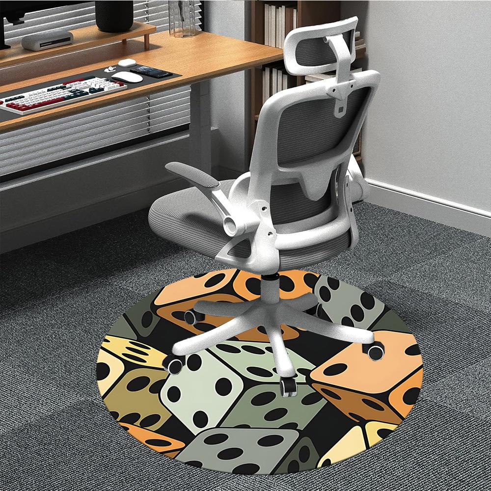 1pc Dice Pattern Office Round Area Rug,  Mat Suitable ForOffice, Under Office Chairs Bedroom Living Room Home Decor, Room Deco