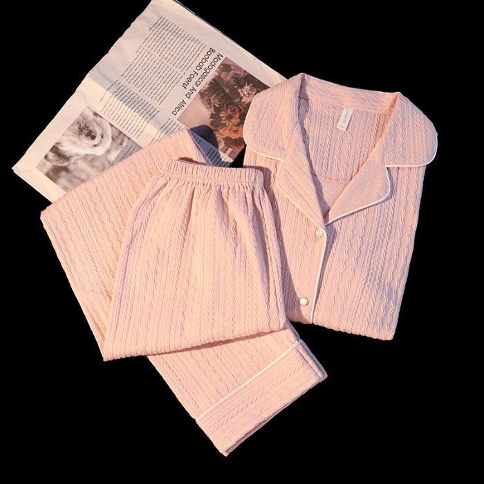 

Мультяшный жаккардовый пижамный комплект - Кардиган с длинным рукавом и брюки Extra Large розовый