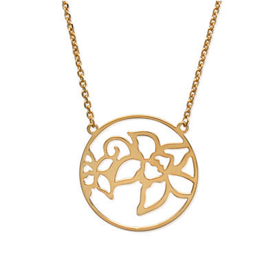 [H6217] - Gold Plated 'Flora' Necklace - 28 Mm