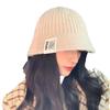 Autumn and Winter Japanese Style Winter Hat Casual Large Head Circumference Striped Knitted Hat Patch Versatile Basin Hat