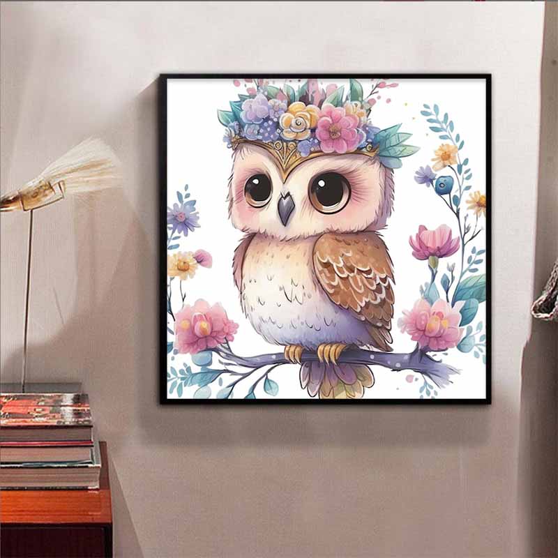 New Arrival 5D DIY Full Circle Diamond Painting "Painted Owl" Embroidery Cross Stitch Home Decor Gift