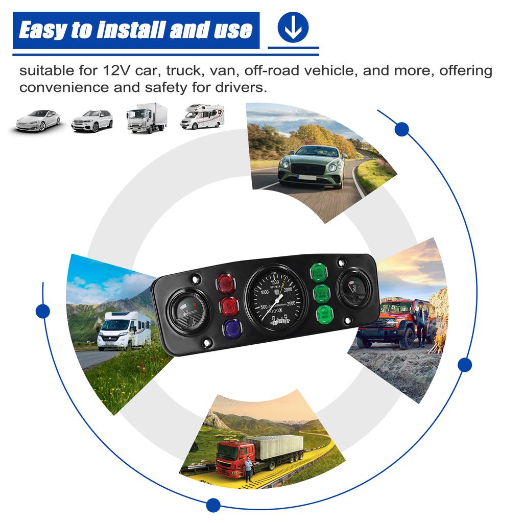 Multifunktionales Auto-Tachometer, Tankanzeige, Wassertemperaturanzeige, modifiziertes Kfz-Instrument