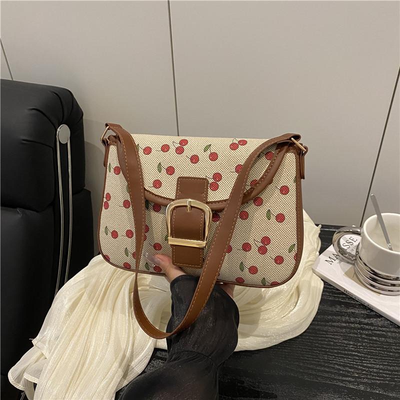 Geantă de mână pentru navetă pentru femei - Imprimeu cireșe, moale, durabilă, la modă, de umăr, crossbody, casual, la modă, chic, senzație premium