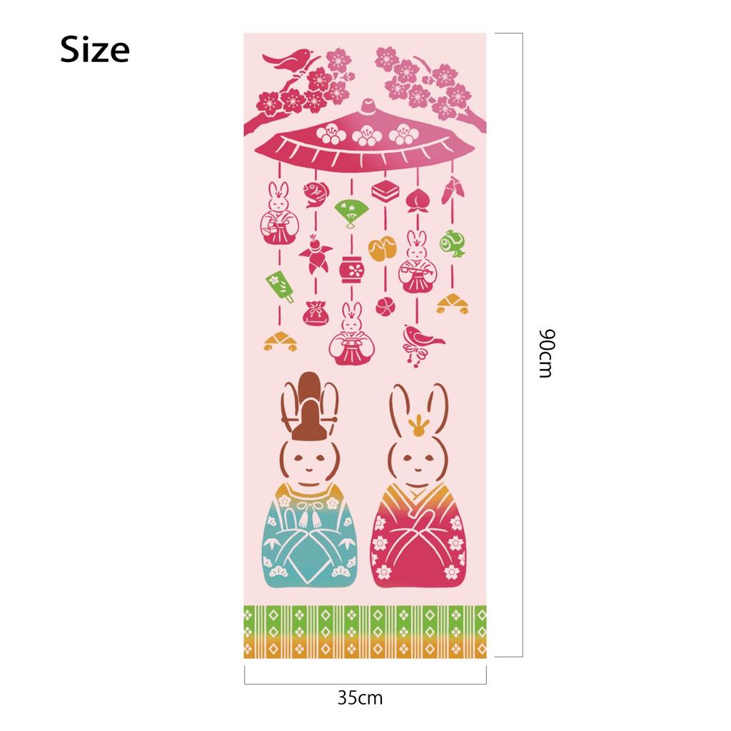 JIKAN STYLE Kenema Tenugui Rabbit and Hina Made in 35 x 90 50279 (Hand Towel) - Doll, Chū-dyed, Japan, 100% Cotton, Approx. cm,