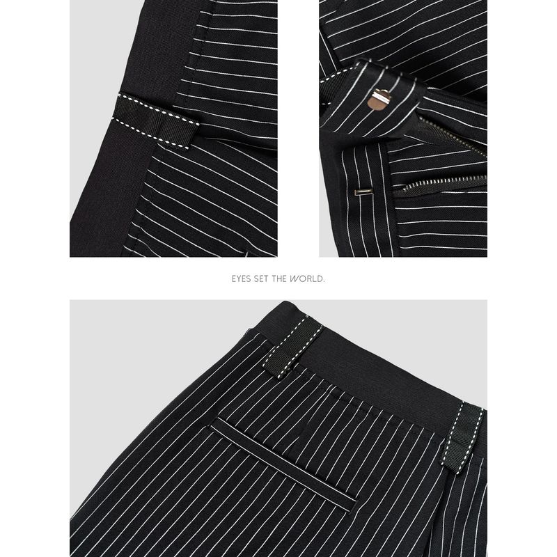 Menseye Men's Casual Pants, Men's Elastic Ribbed Tapered Striped Thickened Warm Autumn and Winter Design, Korean Style