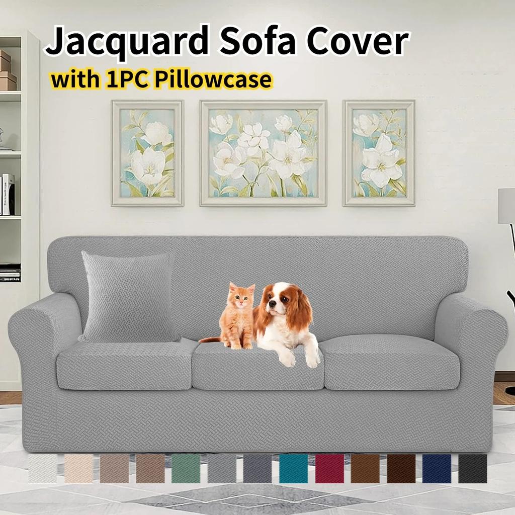 Stretch Thicken Couch Covers Jacquard Sofa Slipcover 1/2/3 Seater Cushion Couch Cover Elastic Sofa Cover Furniture Protector