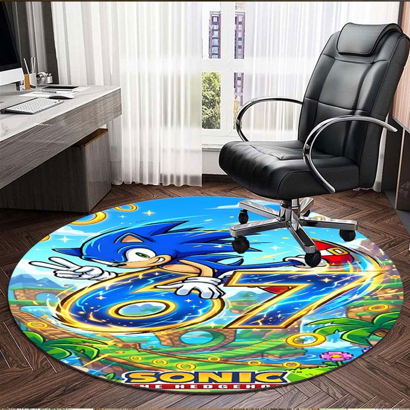 Sonic Print Round Rug, Washable Floor Carpet, For Entryway Dorm Laundry Room Office Study, Home Decor Birthday Christmas Gift