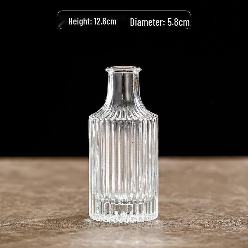 Retro Embossed Transparent Glass Vase: French-Inspired Luxury Home Decor for Living Room