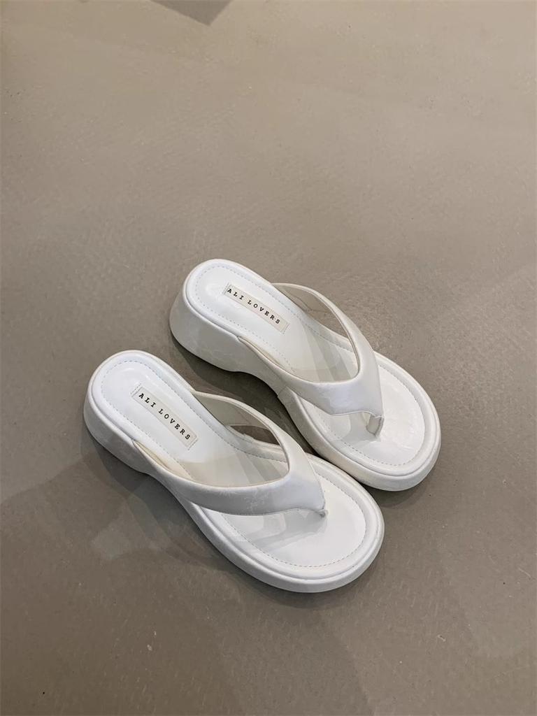 Sweet Leopard Print High-heeled Flip-flops 2025 New French Temperament Elegant with Skirt Toe Thick Bottom Cool Slippers