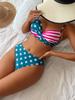 2026 European and American Color Block High-Waisted Tummy-Concealing Bikini Swimsuit