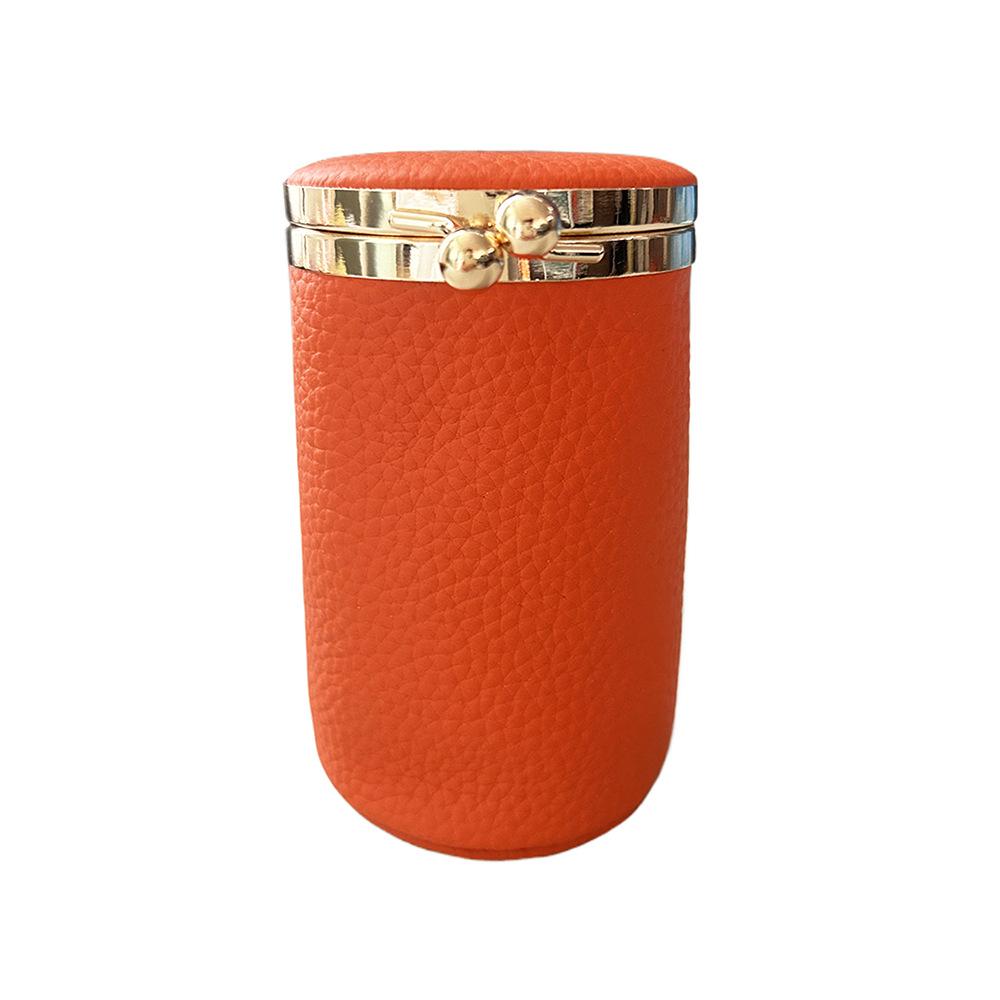

Oil Wax Leather Mini Portable Makeup Bag with Mirror Lipstick Organizer Genuine Leather Vintage Compact Storage Pouch Coin Purse