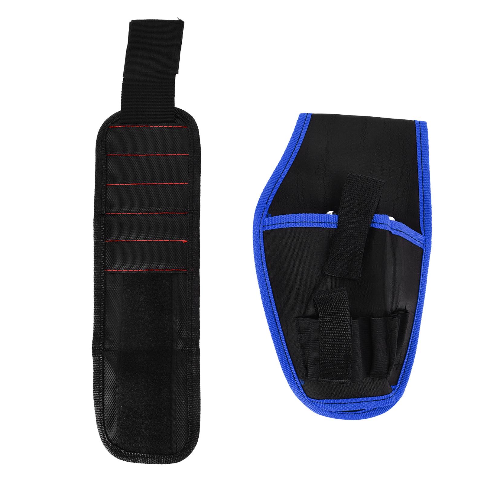 Multifunctional 12V Drill Holster Waist Tool Bag Drill Waist Tool Bag with Magnetic Wristband Blue Border