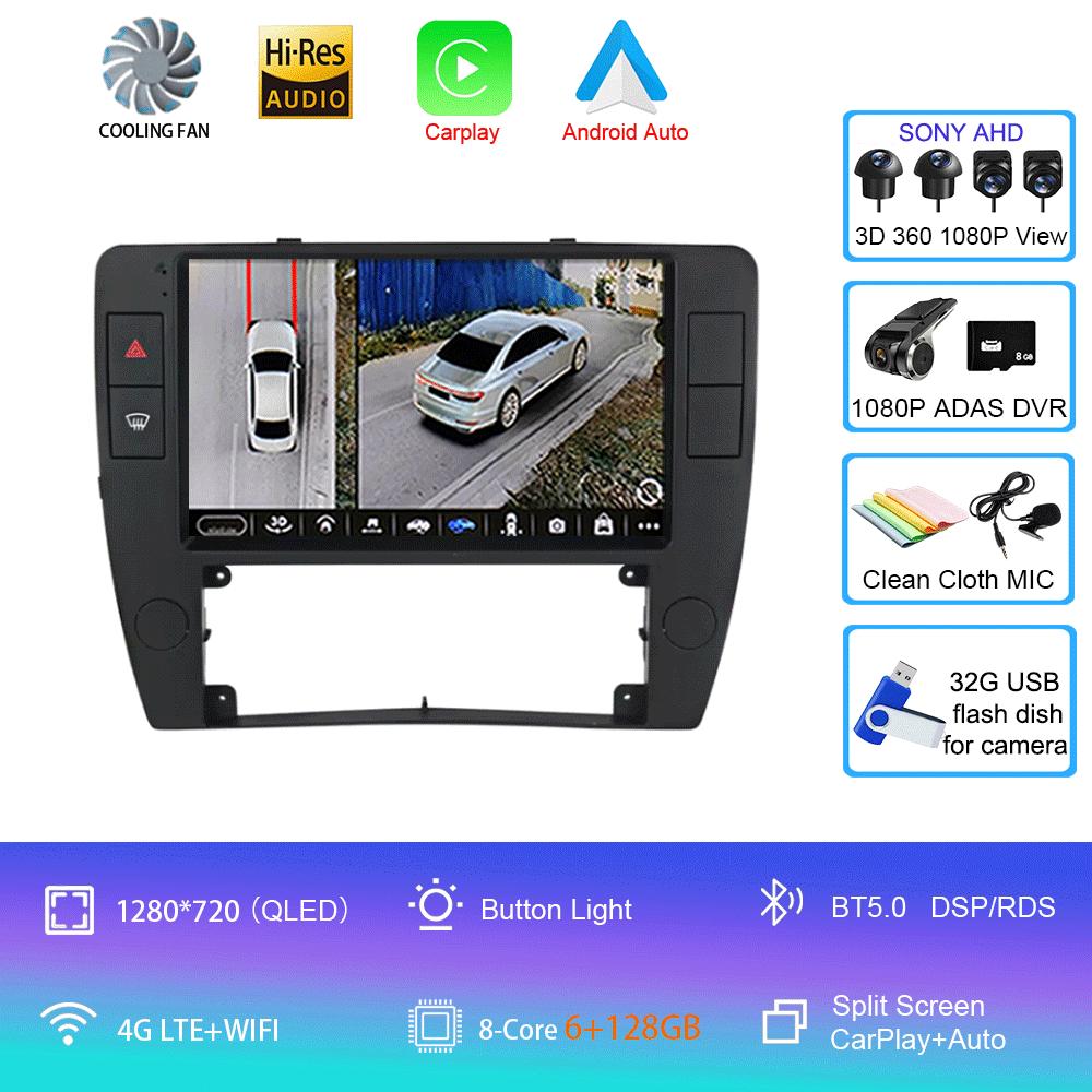 Android 14 For Volkswagen Passat B5 2000 - 2005 Car Radio Multimedia Video Player Navigation GPS 5G WIFI Carplay Auto 360 Camera