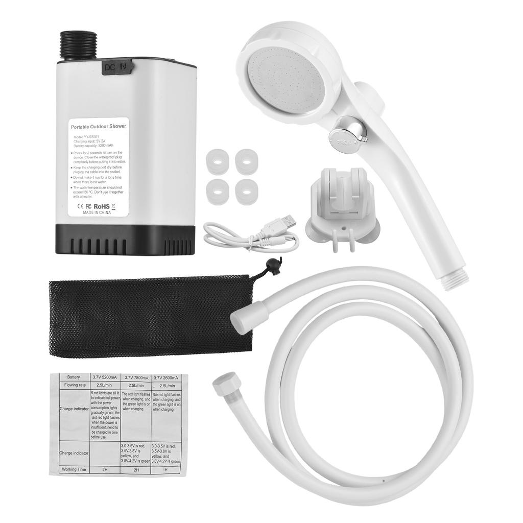 Tragbare Dusche Elektrische Campingdusche mit stufenloser Wasserdurchflussregelung LED Power Digital