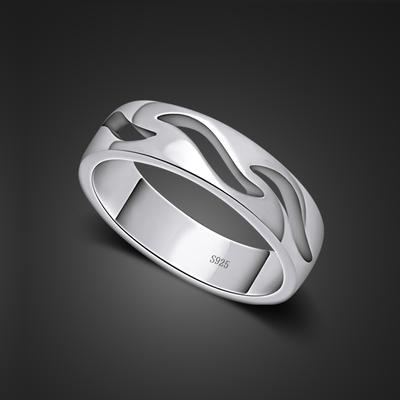 Anillo de Pareja de Hoja Geométrica Simple Anillo Pequeño Fresco de Estudiante Anillo Chapado en Platino Artículos de Anillo