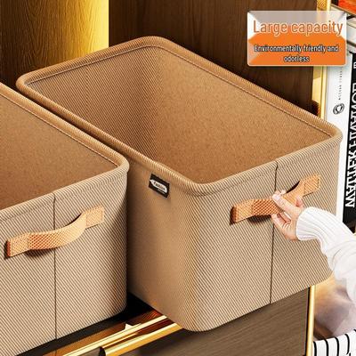 Cesta de Armazenamento de Roupas em Tecido Espesso para Guarda-Roupa de Casa ou Dormitório