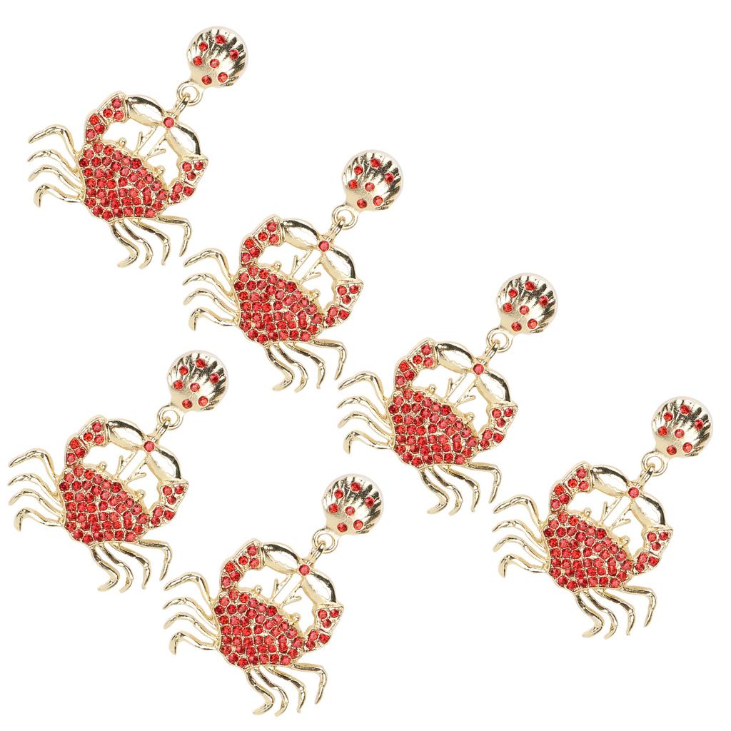 3 Paar Ohrringe Diamant Kleine Krabbe Tropfen Hänger AllMatch Modetrend Schmuck