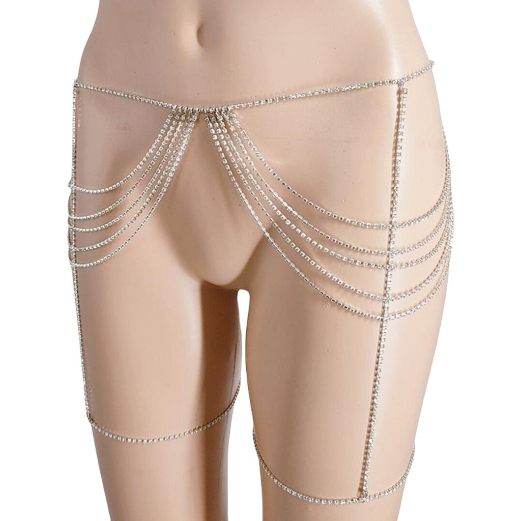 Tassels Waist Chain for Women Evening Dress Thigh Chain Rhinestones Body Chain Lady Body Jewelry Nightclub Garter Chain