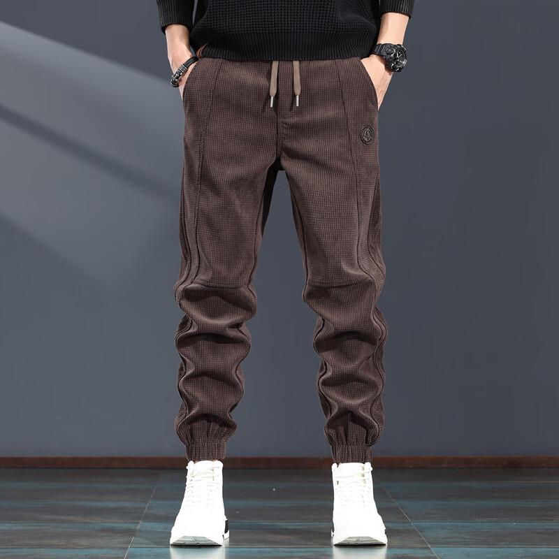 Jie Leinor Men s American Retro Corduroy Tapered Sweatpants L