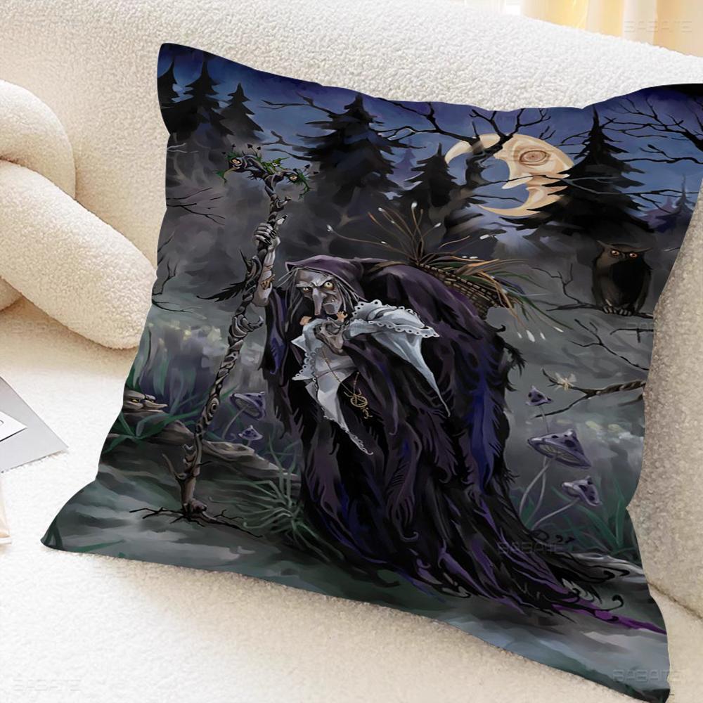 Retro Halloween Witch Pillow Gift Home Office Decoration Pillow Bedroom Sofa Car Cushion CoverPillow Case