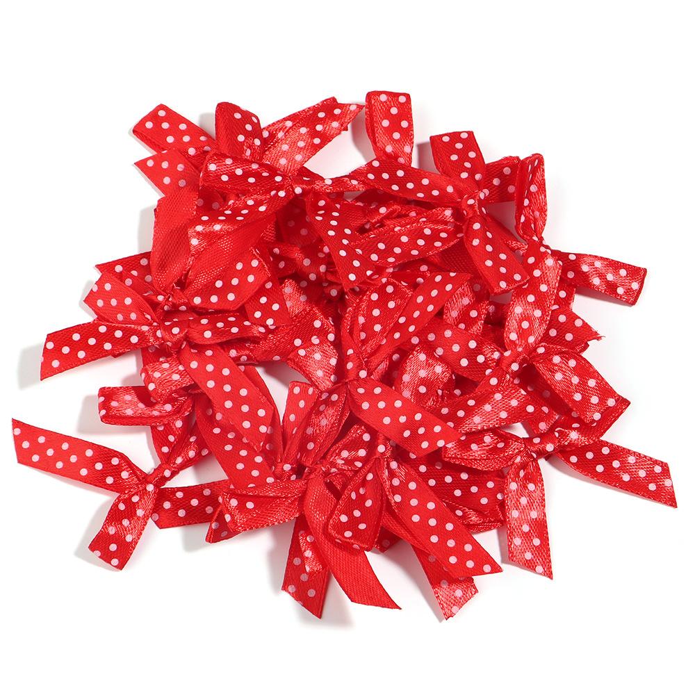 50pcs/lot Color Polka Dot Bow Ribbon Tied Bows for Clothing Gift Party Decoration DIY Hairpin Handcraft Accessories Materials