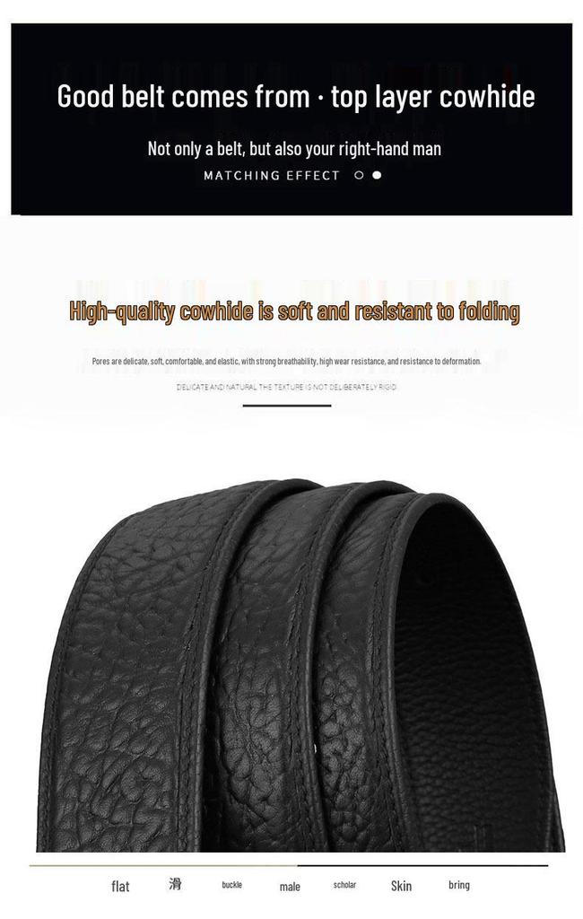 Men's Z Letter Business Casual Buffalo Leather Belt with Stainless Steel Buckle