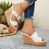 Plus Size Shoes for Women 36-43 Summer Fashion 2026 Women Platform Wedge Comfortable Peep Toe Non-slip Sandals Women Slippers