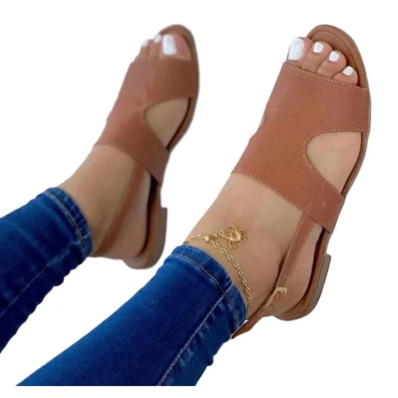 Sapatos femininos em promoção 2024 Nova moda sólida estampa de leopardo sandálias femininas verão casual ao ar livre sapatos femininos boca de peixe zapatos