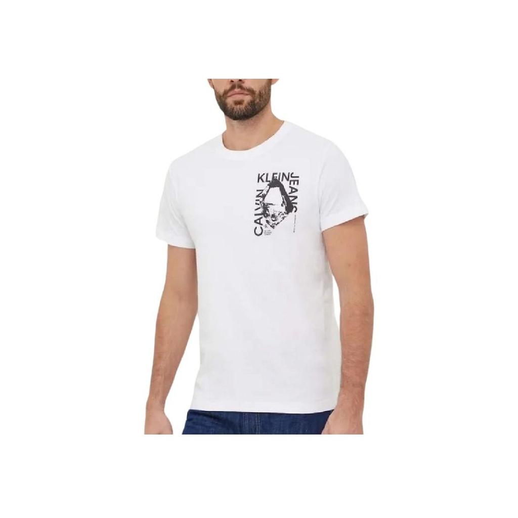 Calvin Klein Graphic Print Straight Cut Crew Neck Short Sleeve T-Shirt Men Tops White J30J324640-YAF