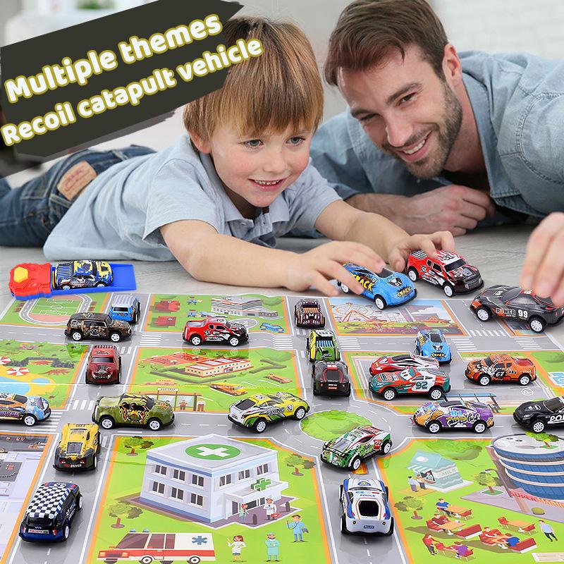 Hot Children Stunt Car Model Alloy Body Pull Ejection Jumping Mini Cars Simulation Diecast Vehicle Collectible Toy For Kids Gift