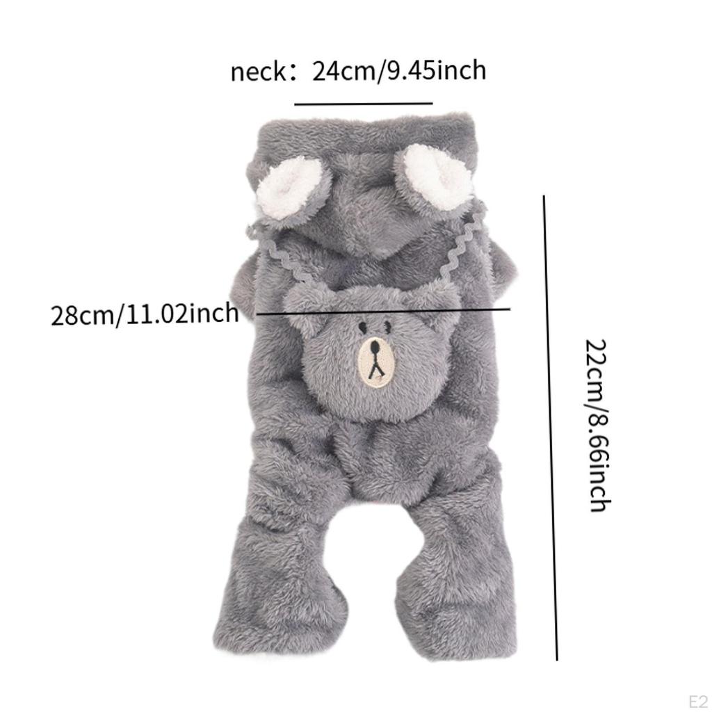 Dog Hoodie Clothes Cute Bear Sweater Coat Costume Plush Soft Pet S