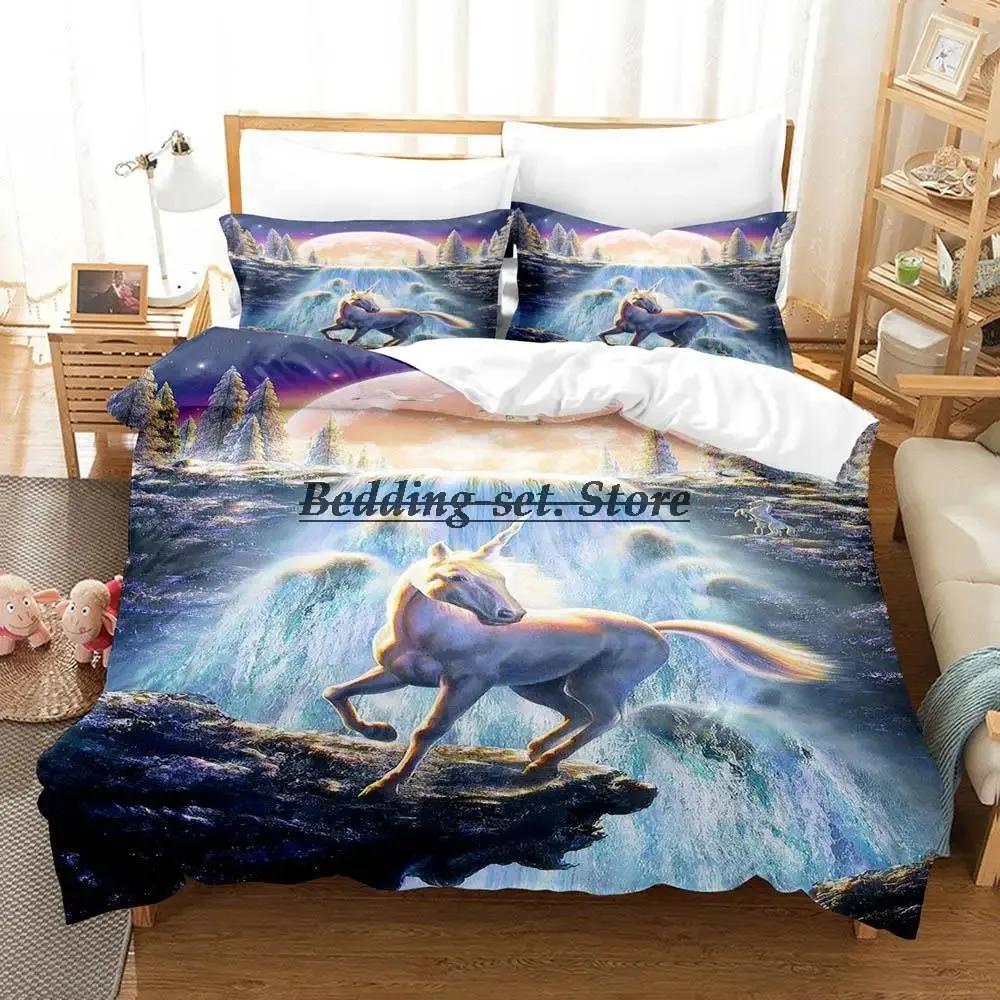 Regenbogen Pferd Einzelhorn Bettwäsche Set Einzel Twin Full Queen King Size Bett Set Aldult Kid Schlafzimmer Duvetcover Sets Bettlaken Set