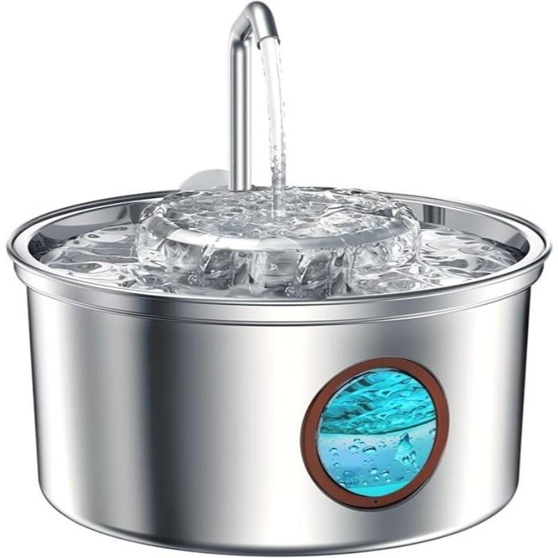 8L Large Capacity Dog Water Fountain Stainless Steel Pet Water Dispenser Quiet Operation Automatic Pet Drinking Feeder With Bowl