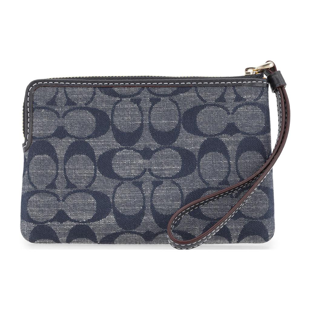 Coach Nolita 16 Classic Monogram Zip Closure Fabric Wristlet Clutch Small Women clutch Denim-Blue CH371-IMDEI