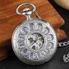 Classic Duplex Mechanical Watch, Parents And Elders Characteristic Roman Hollow Tuo Watch, Gift Antique Pocket Watch