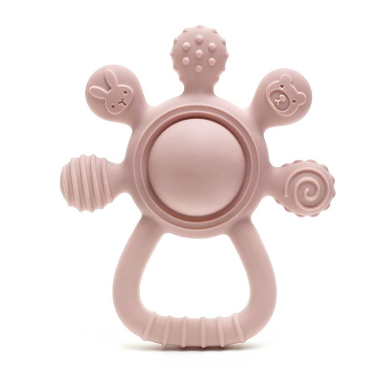 Kolorowe Dzieci 1 szt. Kreskówkowy Kształt Gryzak dla Niemowląt Zabawka 0-12M Silikonowy Uroczy Grzechotka Gryzak Wolny od BPA Sensoryczny Masażer Dziąseł Pielęgnacja Niemowląt