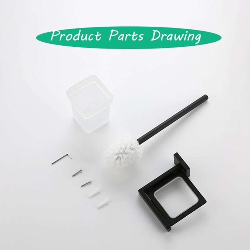 Corrosion Resistant Steel Square Toilet Brush with Dense Bristle Bathroom Sanitation Modern Aesthetic Comfortable Handle