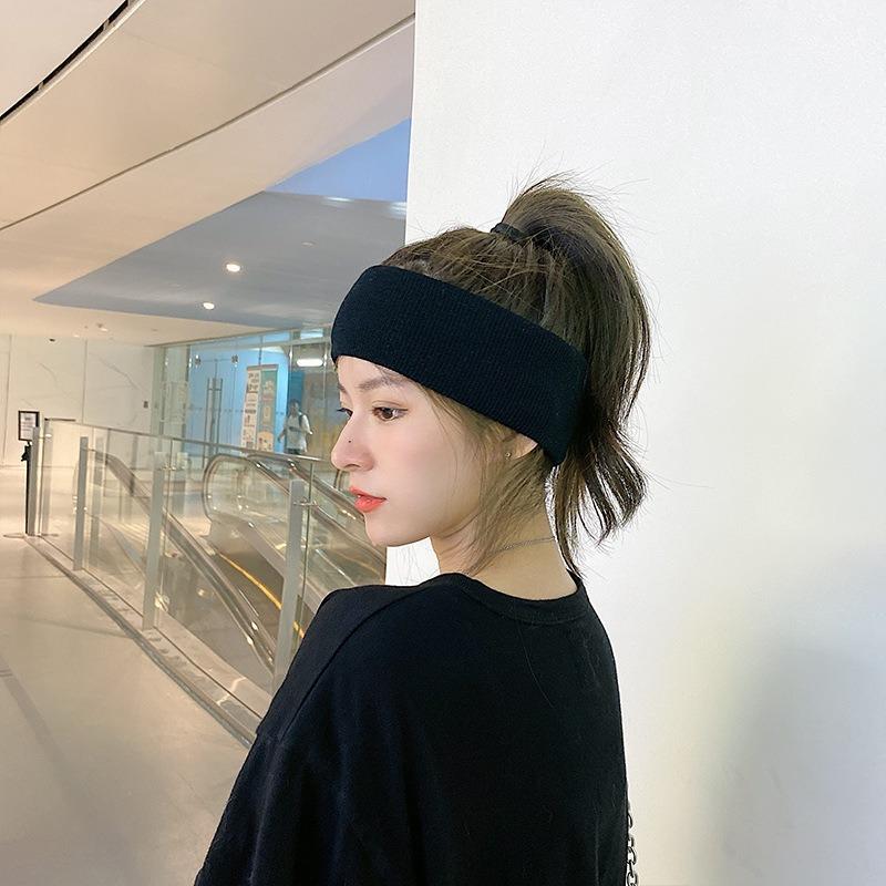 Solid Color Headband, Male Trendy Street Sweat-absorbing Antiperspirant Belt, Hip-hop Versatile Knitted Headband, Male Headband, Face Wash Headgear