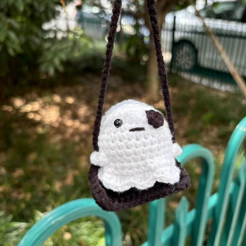 Halloween Car Ornament Swinging Ghost Car Hangings Ornament Car Interior Decoration Rear View Mirrow Hangable Accessories For