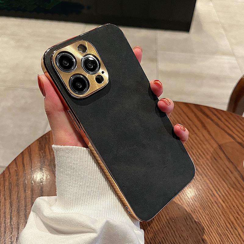 Applicable to Apple 14promax mobile phone case flip fur pattern iphone13 business male 12 anti-drop plus protective case