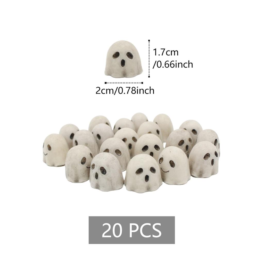 20PCS Miniature Resin Pumpkins Mini Skulls Ghost for Decorating Halloween Party Gifts Home Garden Decoration Craft DIY