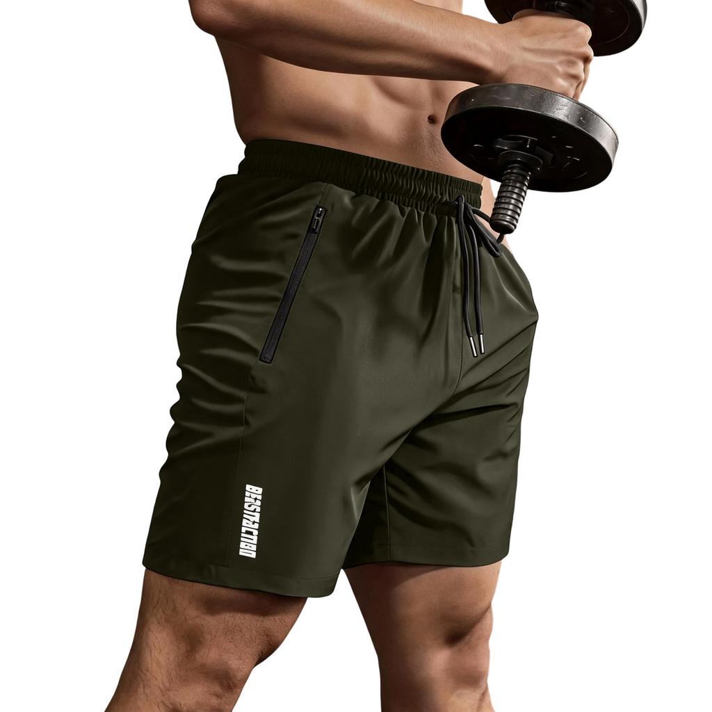 Men's Lightweight Quick Dry Athletic Shorts with Zippered Pockets Elastic Waistband Breathable Fabric for Gym Running Outdoor Sports