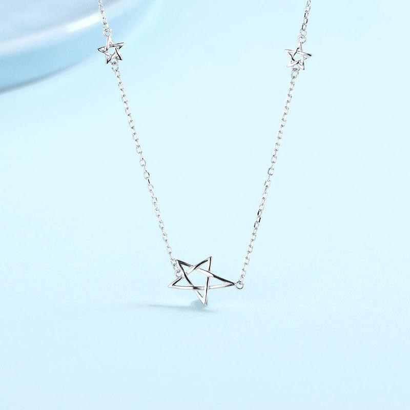 Hollow Star Necklace Five-pointed Star Super Fairy Fresh Clavicle Chain New Year Versatile